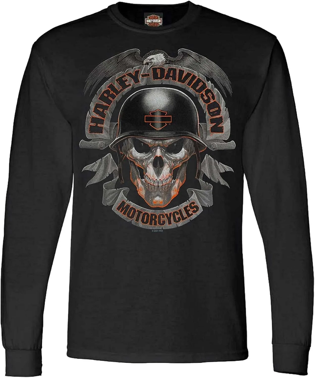 

Футболка Harley-Davidson с длинным рукавом и черепом, черная