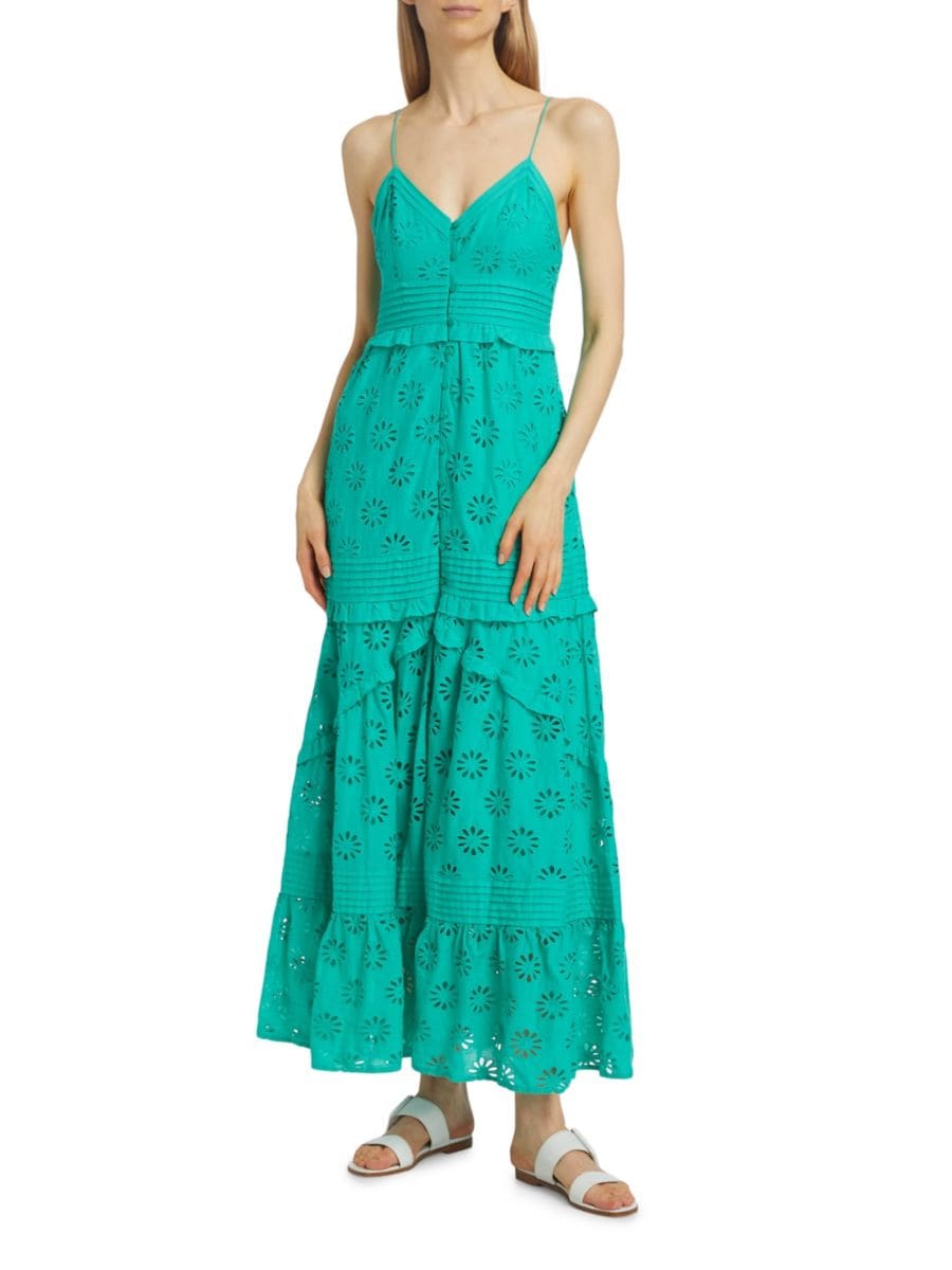 

Платье макси из хлопка Henrietta Eyelet Rails, цвет Jade