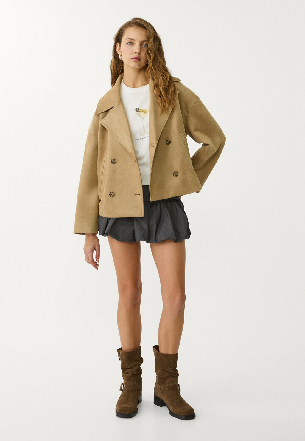 

Куртка из искусственной кожи Stradivarius, серый