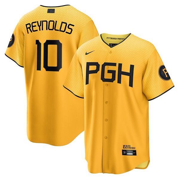 

Мужская реплика игровой футболки Bryan Reynolds Pittsburgh Pirates 2023 City Connect в золотом цвете Nike