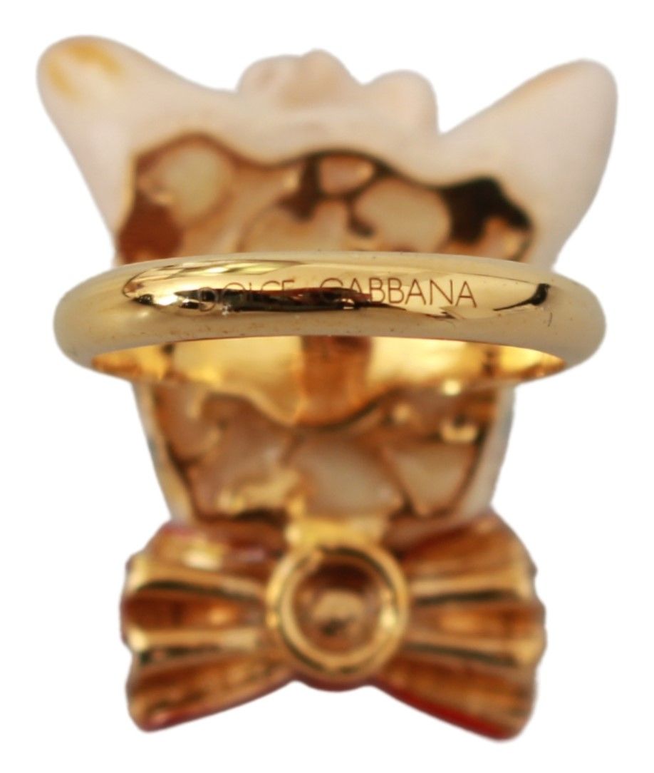 Шикарное кольцо в виде собаки золотистого оттенка Dolce & Gabbana, золото — фото 3