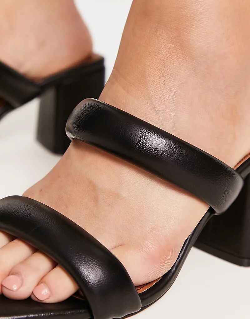 Мюли ASOS DESIGN Wide Fit на среднем каблуке с мягкой подкладкой, черные — фото 3