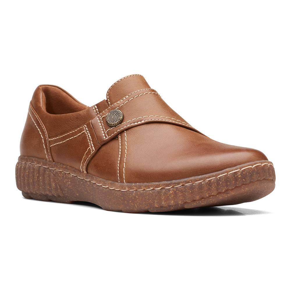 

Женские кожаные слипоны Clarks Caroline Pearl, цвет Dark Tan Leather