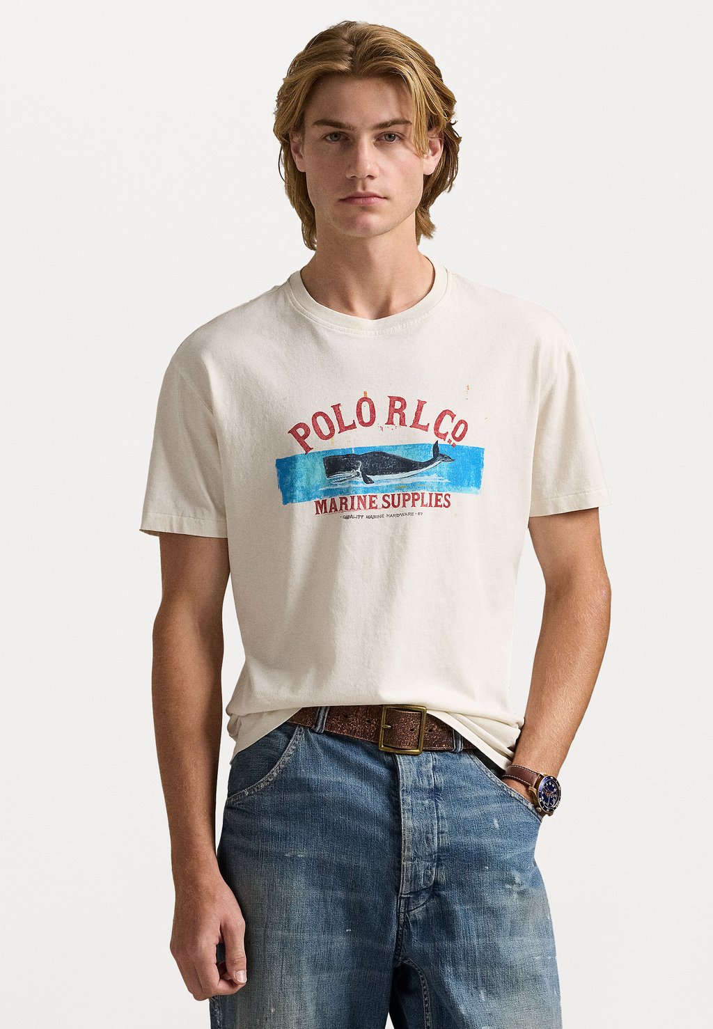 

Футболка с принтом CLASSIC FIT JERSEY GRAPHIC T-SHIRT Polo Ralph Lauren, белый