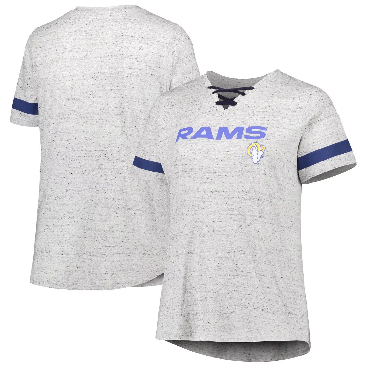 

Женская серая футболка Los Angeles Rams размера плюс с v-образным вырезом на шнуровке, Серый, Женская серая футболка Los Angeles Rams размера плюс с v-образным вырезом на шнуровке