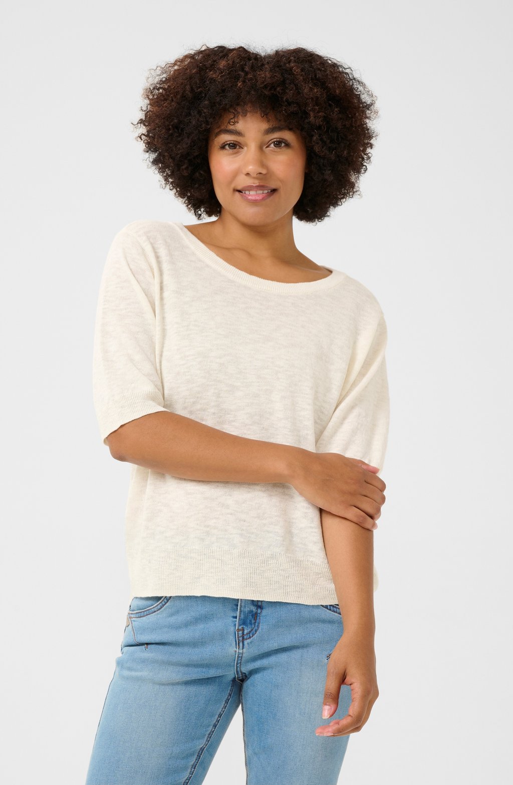 

Базовая футболка CREVISA KNIT Cream, белый