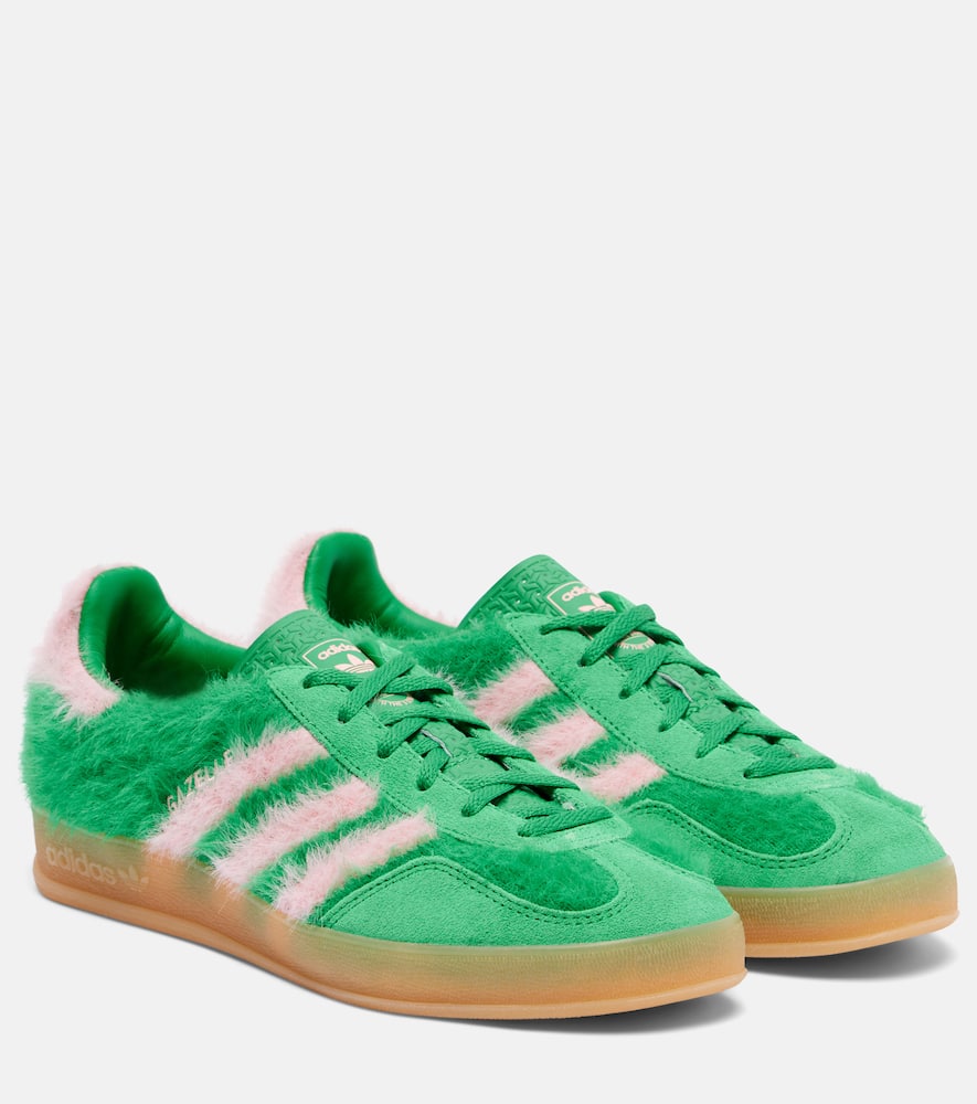 Газель Кроссовки с отделкой из замши Indoor Adidas, Green/Glow Pink/Gum 3