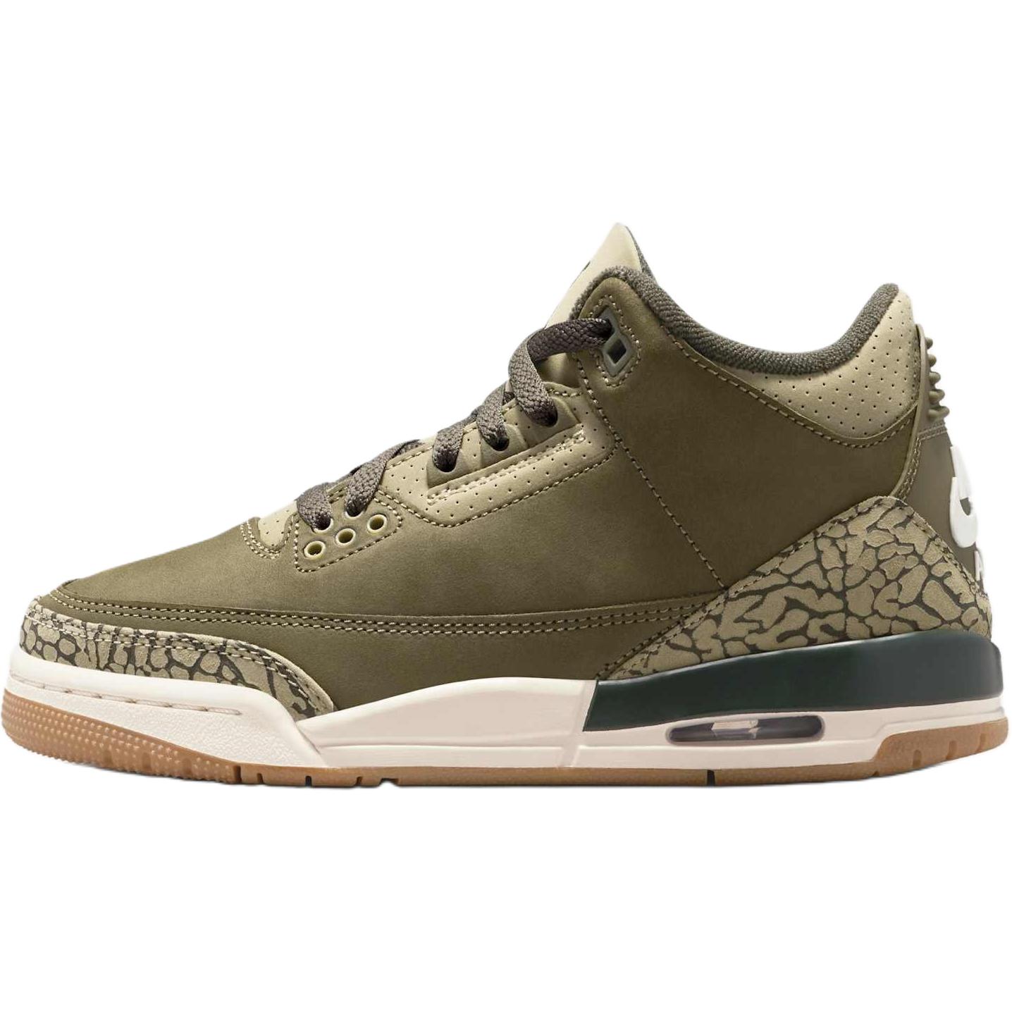 

Jordan Air 3 Mid top детские баскетбольные кроссовки Olive Green для детей 3-7 лет