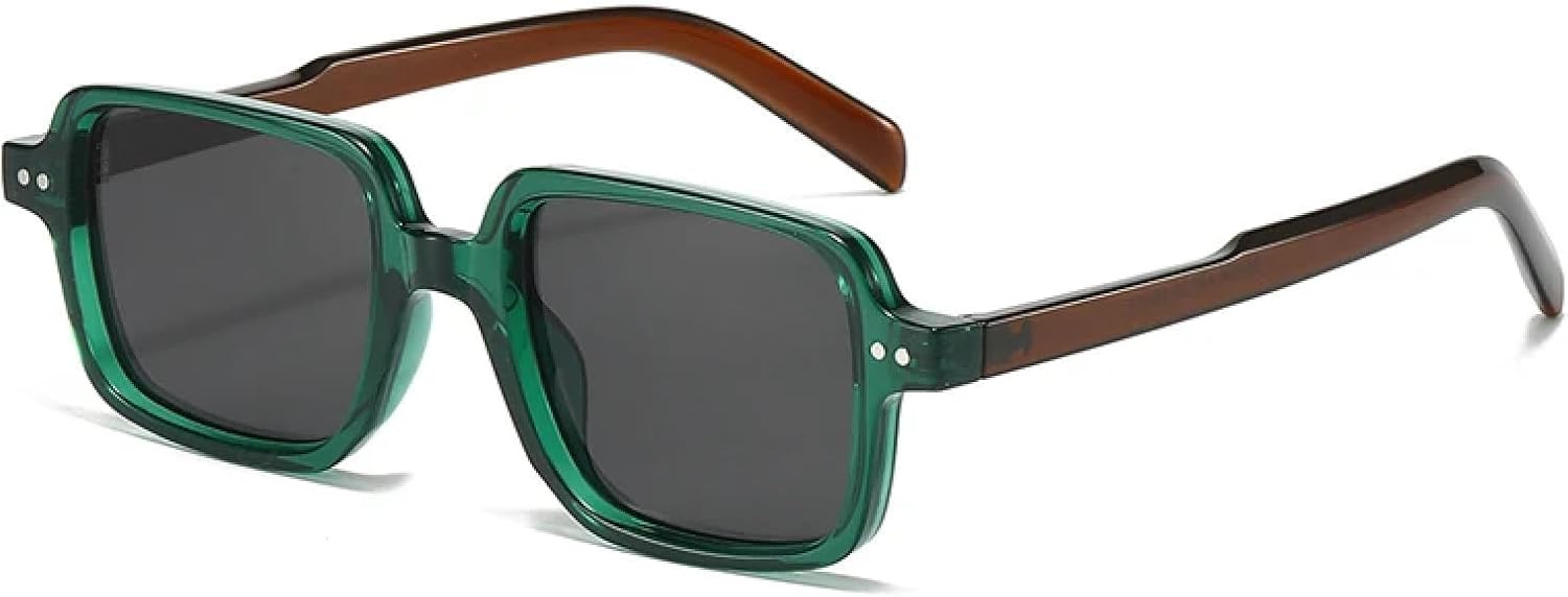 

Винтажные мужские солнцезащитные очки с заклепками, солнцезащитные очки UV400 для женщин в стиле панк, прозрачные градиентные солнцезащитные очки TKKTLLT, Green Brown Gray