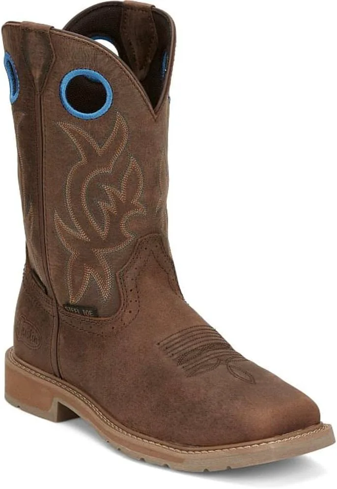 

Ботинки Justin All Around 11 для мужчин, стальная защищенная носок, водонепроницаемые, устойчивые к скольжению и маслу, EH-стандарт, кожа, резиновая подошва