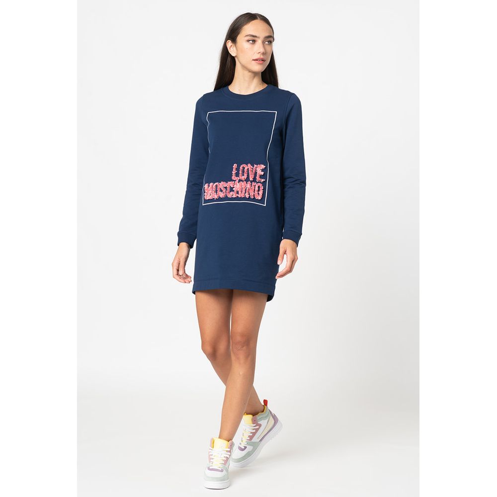 

Синее хлопковое женское платье LOVE MOSCHINO