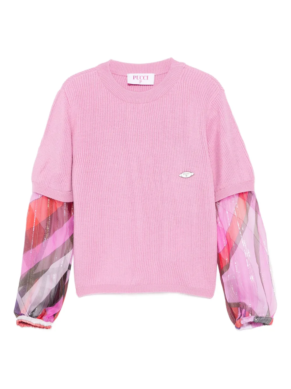 

Топ в рубчик с узором PUCCI Junior, розовый