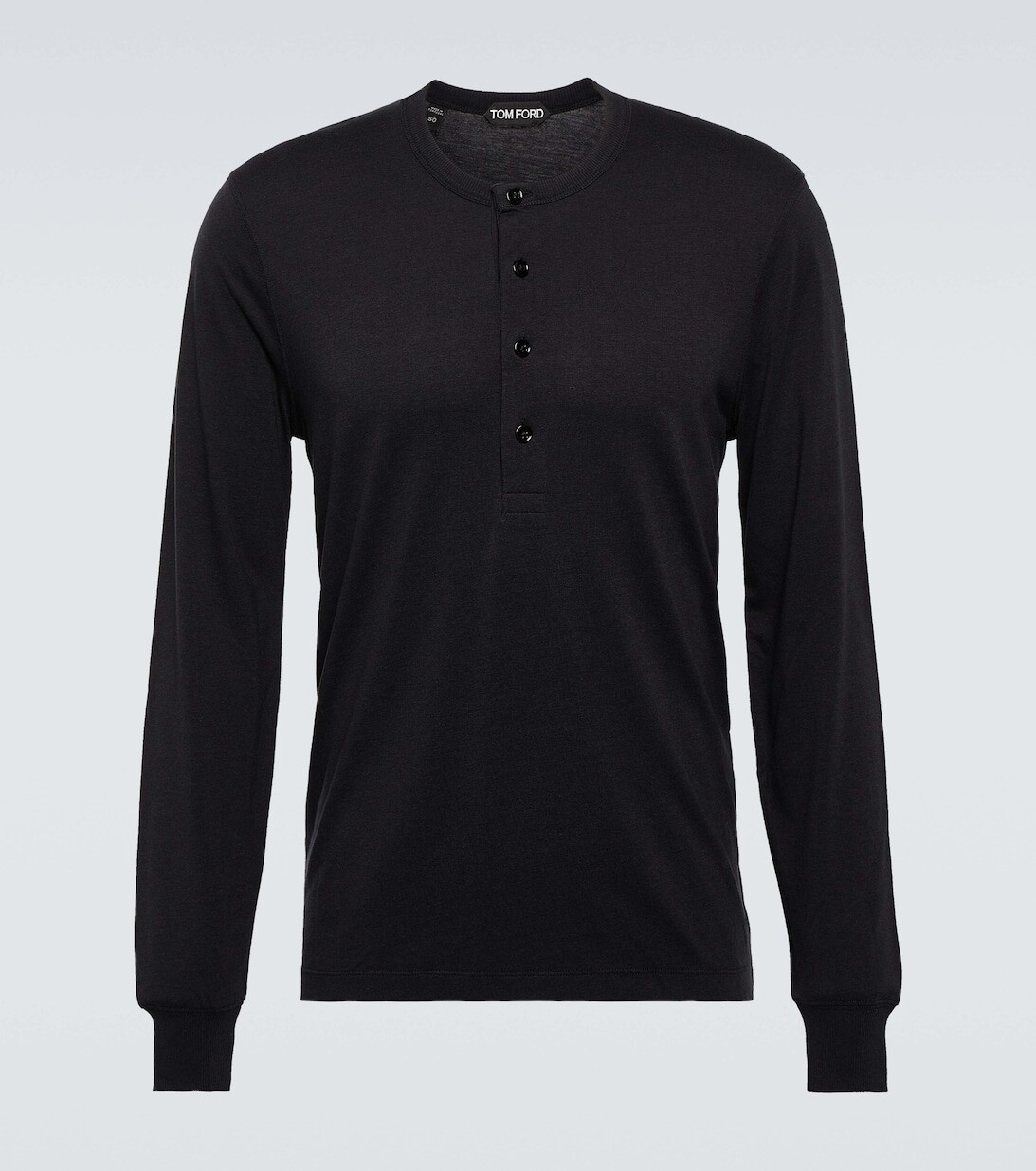 

Топ Henley из лиоцелла и хлопка с длинными рукавами Tom Ford, черный