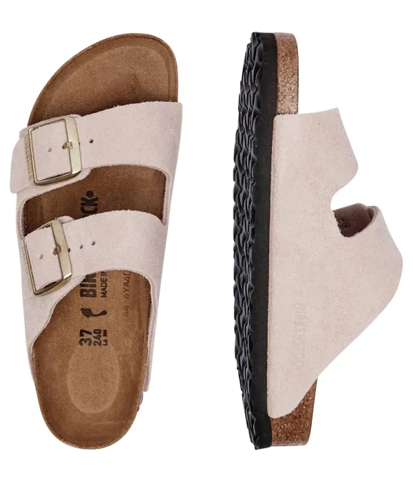Тапочки из кожи Аризона с рычагами Narrow fit Birkenstock, розовый — фото 4