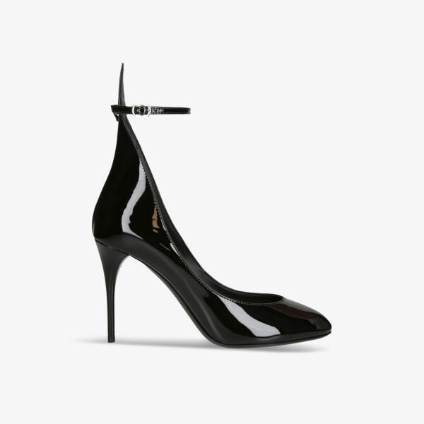 Туфли-Лодочки из лакированной кожи с пряжкой на щиколотке и каблуком Azzedine Alaia, черный