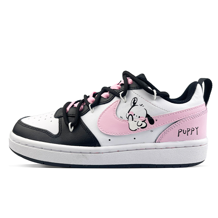 

Кроссовки Nike Court Borough Skateboarding Shoes Women's Low-top White/pink/black, черный