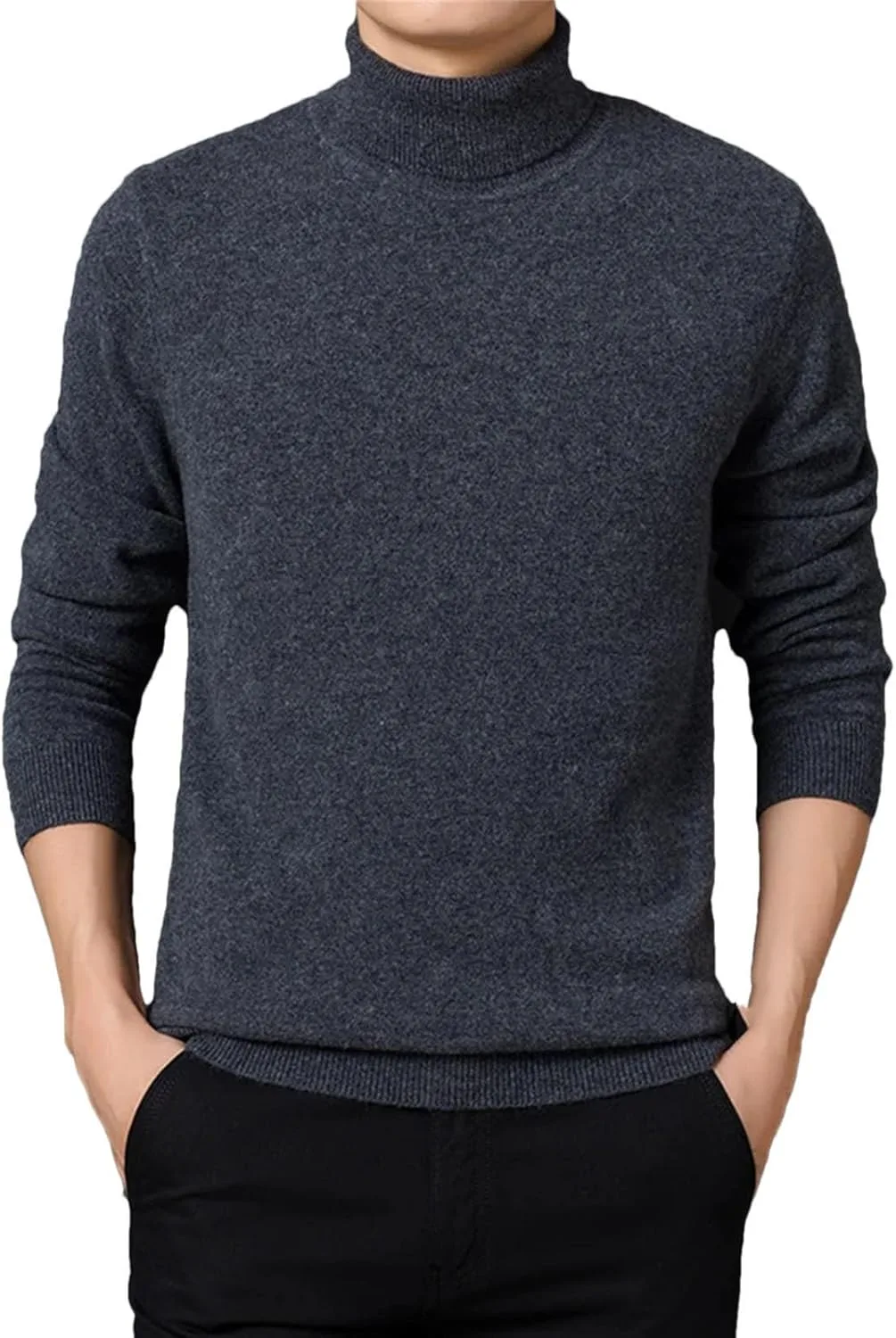 

Мужской теплый свитер с длинными рукавами и воротником-стойкой