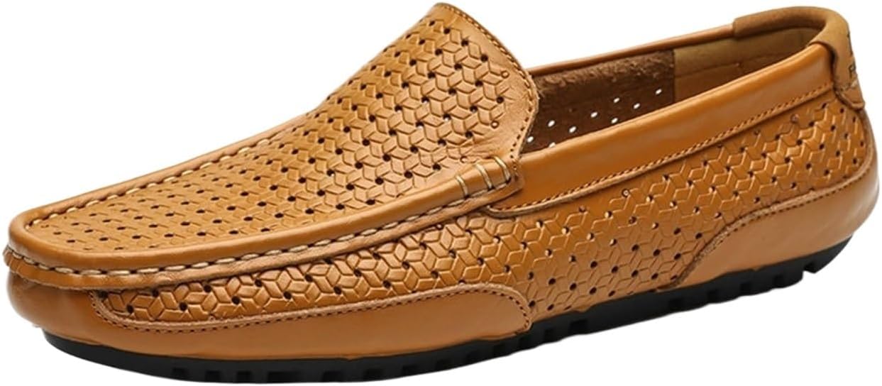 

Мужские лоферы из натуральной кожи - удобная обувь без шнурков для офиса и повседневной носки Swzec, желтый