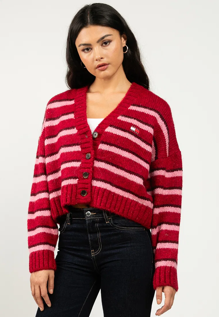 Кардиган, полосатый, пушистый, Tommy Jeans Tommy Hilfiger