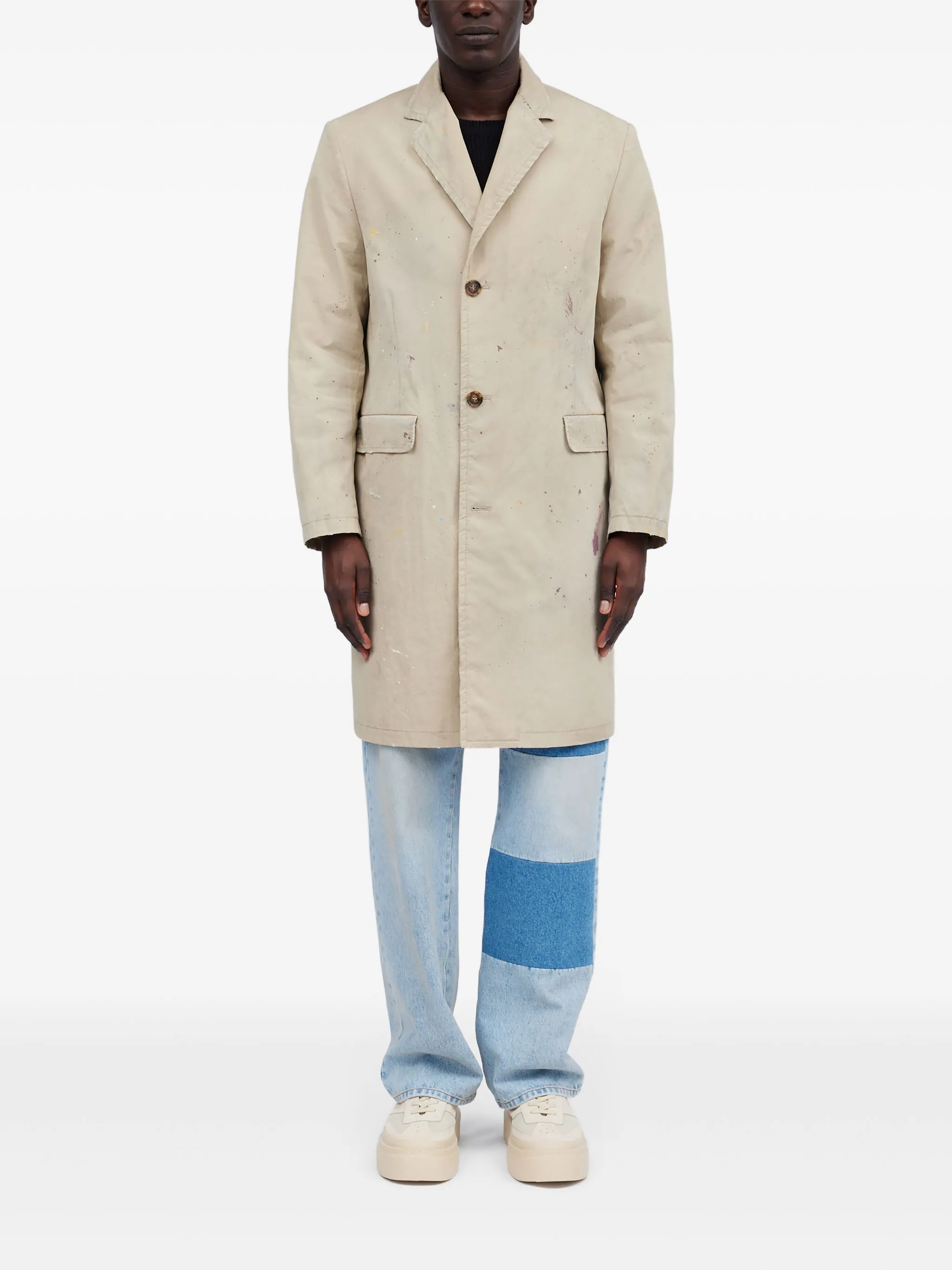 Пальто с эффектом разбрызганной краски Mm6 Maison Margiela, бежевый — фото 2