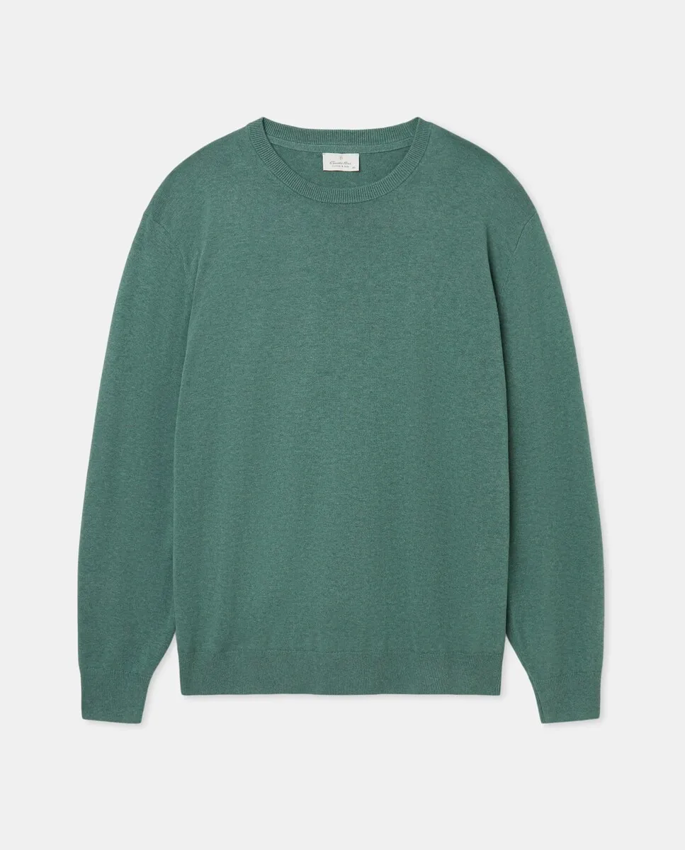 

Мужской однотонный свитер с круглым вырезом Emidio Tucci, темно-зеленый