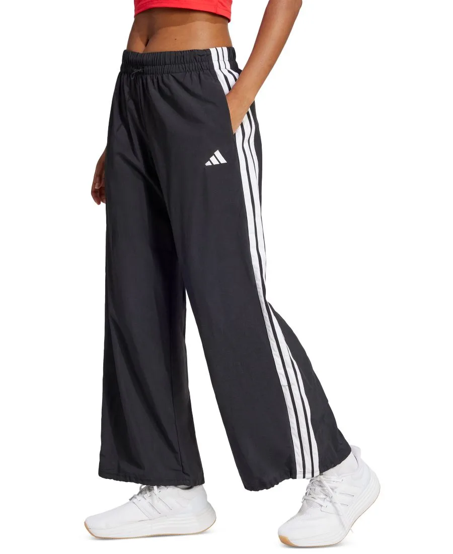 Женские брюки-парашюты с тремя полосками Adidas, черный/белый