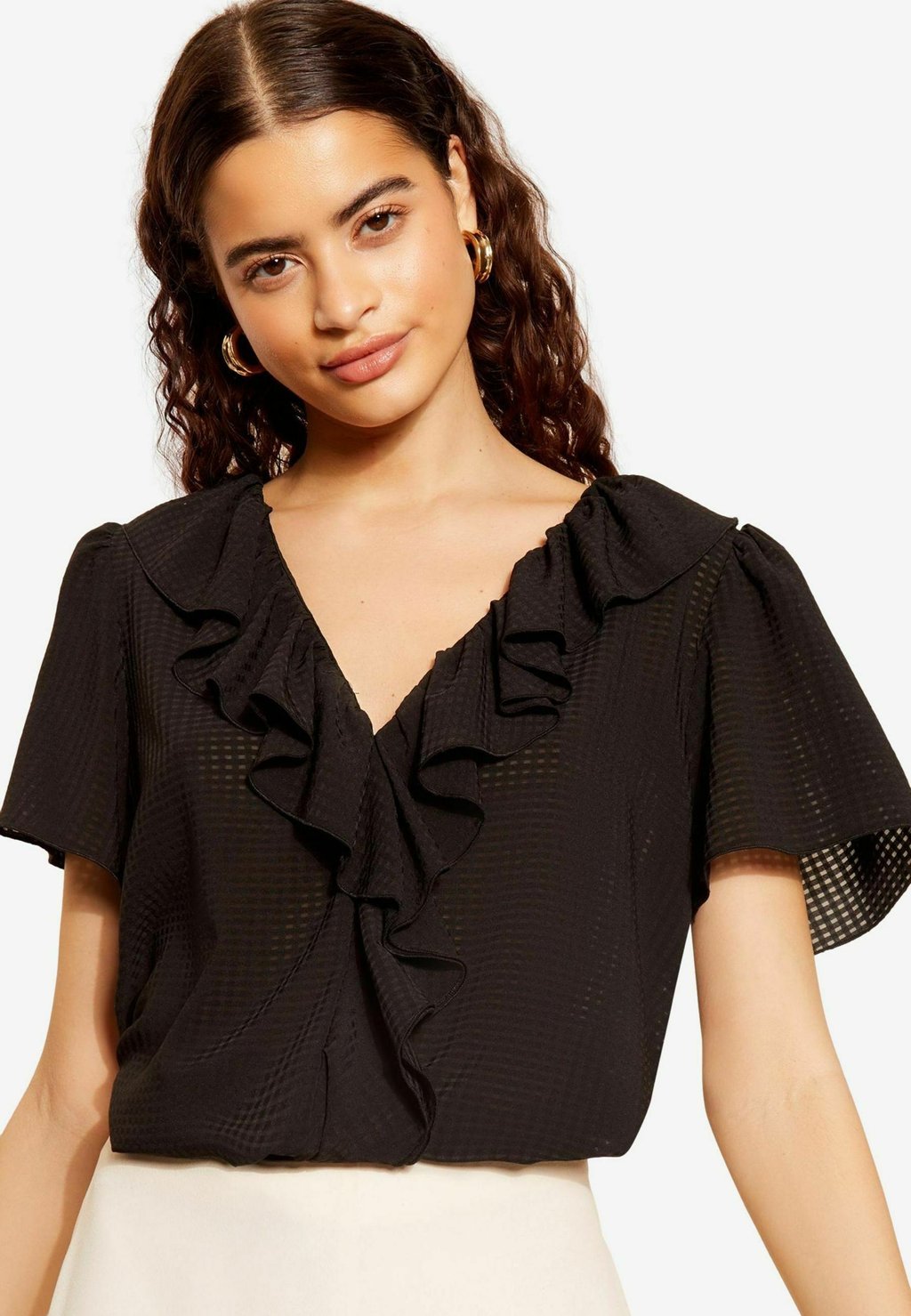 

Блуза REGULAR FIT RUFFLE FRONT PUFF SLEEVE Friends Like These, черный