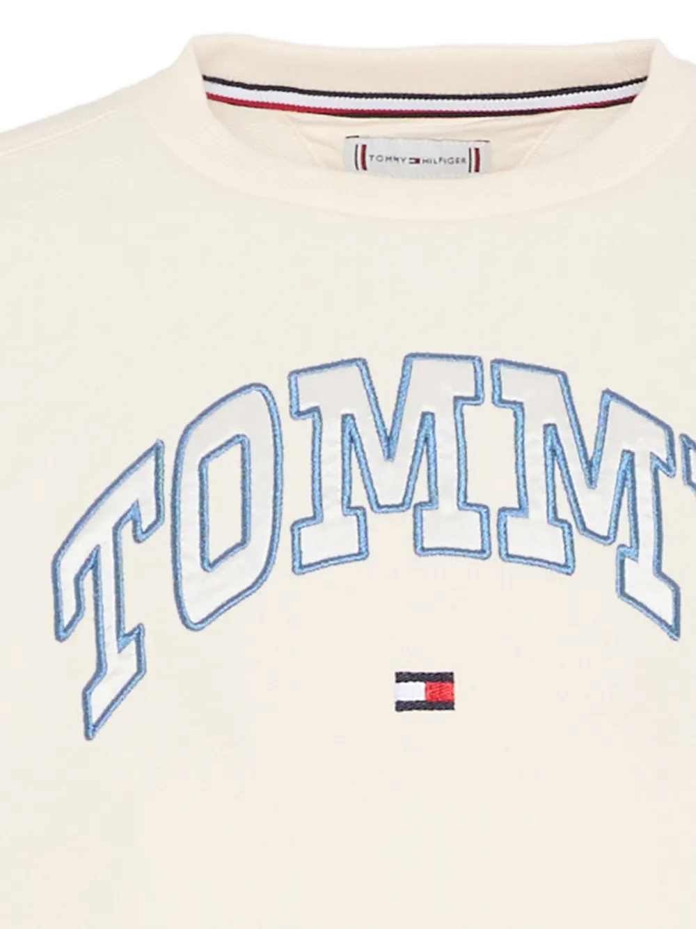 Свитшот с вышитым логотипом и круглым вырезом Tommy Hilfiger Junior, бежевый — фото 3