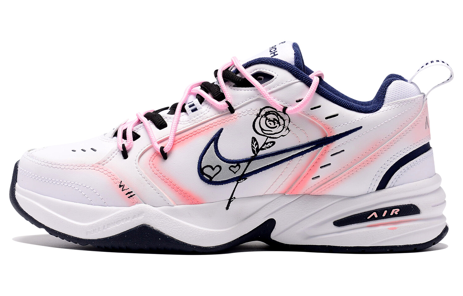 

Кроссовки Air Monarch 4 Chunky унисекс с низким верхом, белый/розовый Nike