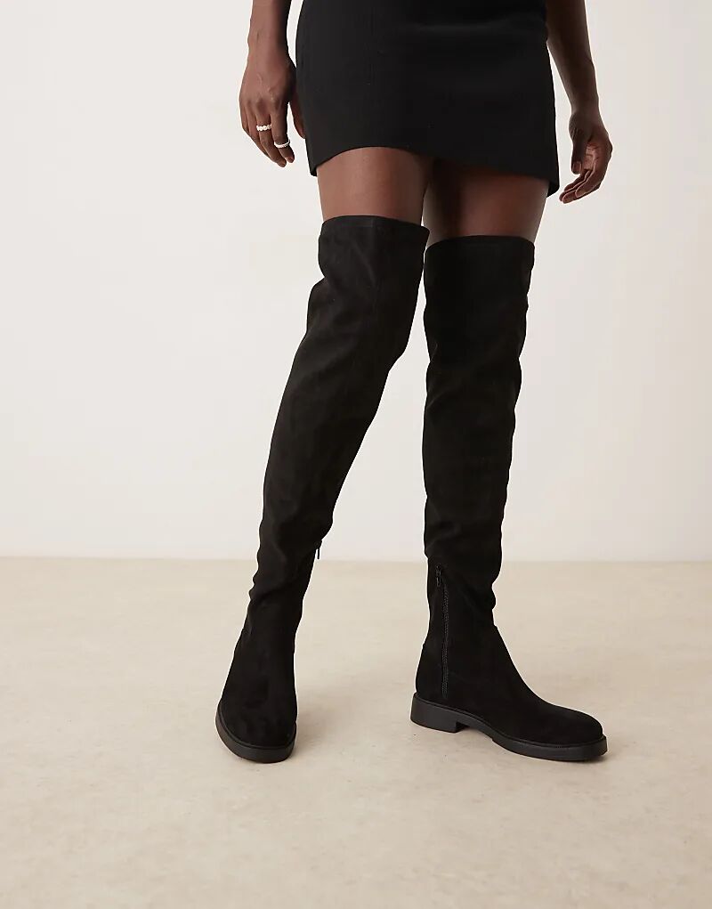 Элегантные сапоги ASOS DESIGN Kacey выше колена из черной замши — фото 4