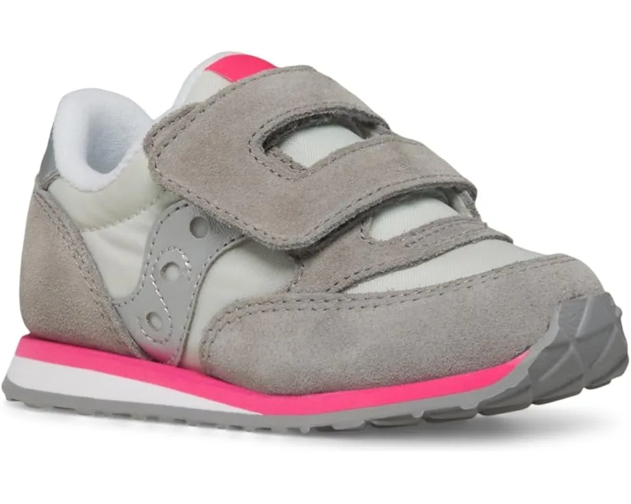 Кроссовки Saucony Kids Originals Jazz Hook & Loop Sneaker (Toddler/Little Kid), Grey/Silver/Pink