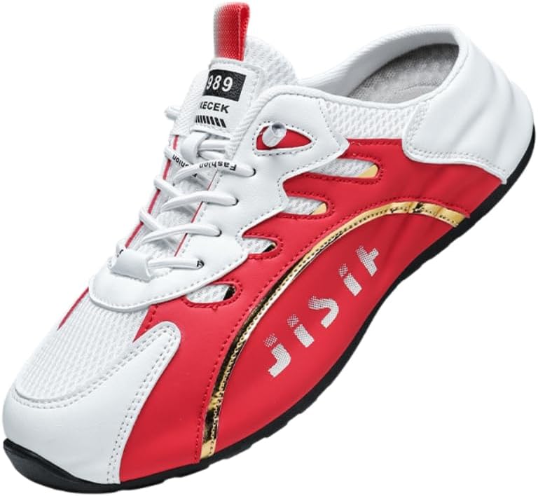 

Мужские модные лоферы большого размера - дышащая сетчатая поверхность, полуподошва, повседневная обувь Spkfhd, красный