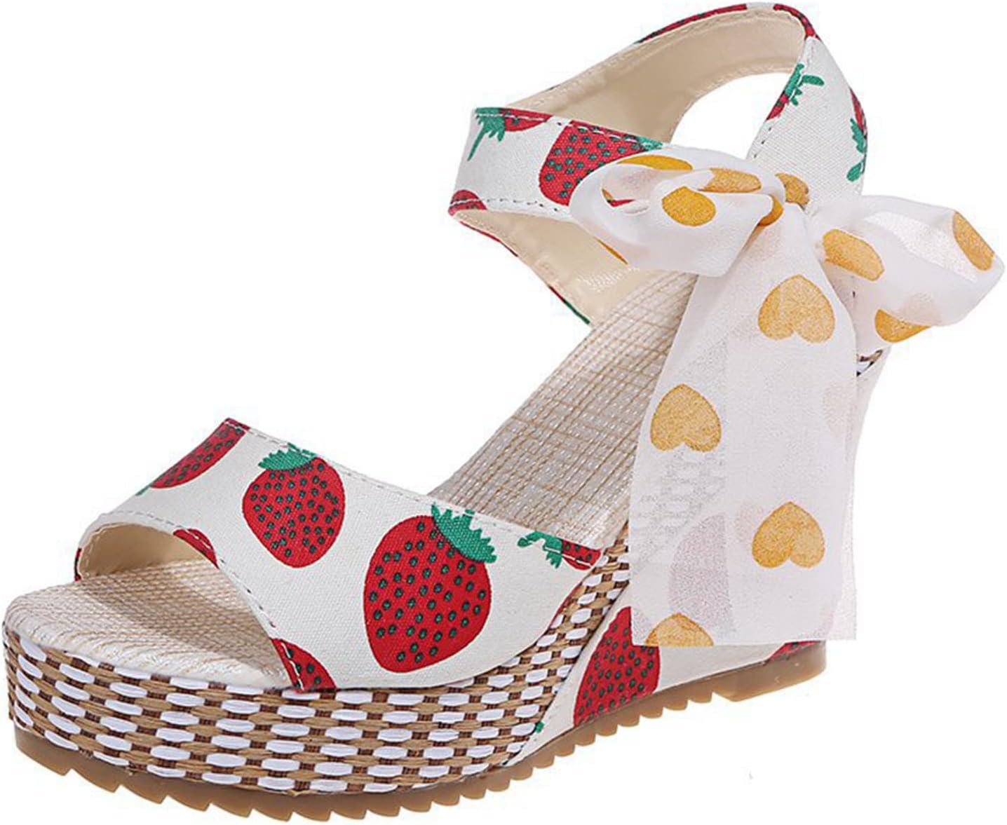 

Женские сандалии на танкетке эспадрильи с высоким каблуком, открытым носком, завязками, платформой и ремешком на щиколотке, летние праздничные туфли, элегантные цветочные классические сандалии с бантиком на танкетке Generic, белый