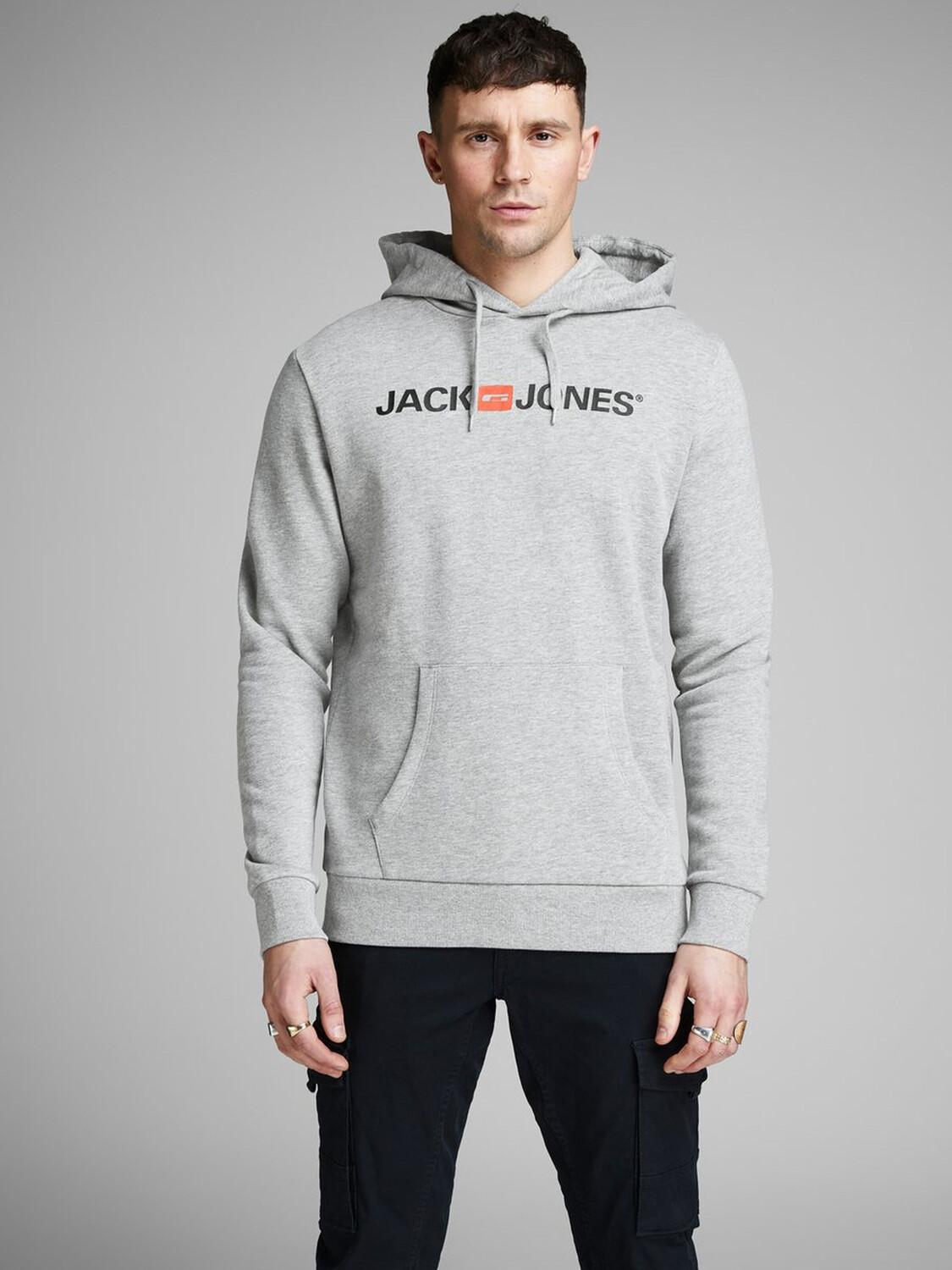 

Толстовка Jack & Jones Corp Sweat Hood Kapuzen Jumper Reg Fit, серый