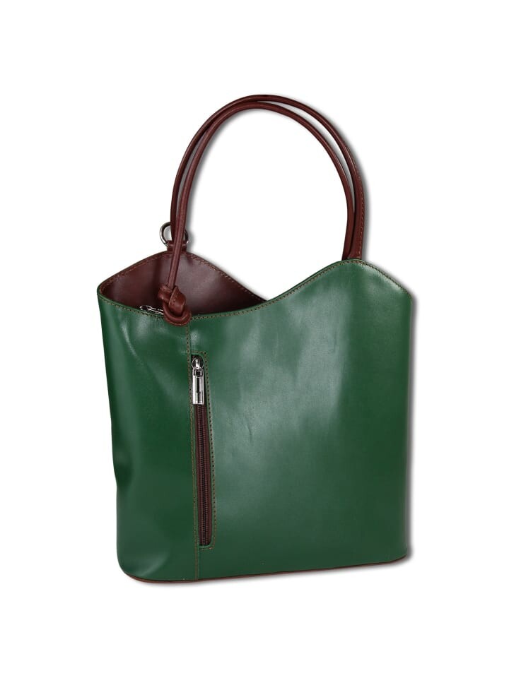 

Наплечная сумка Toscanto Schultertasche, Rucksack Leder grün, braun ca. 28cm