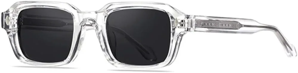 

Ретро прямоугольные роскошные солнцезащитные очки для женщин и мужчин в стиле панк с защитой от УФ-излучения UV400 и заклепками UATXTAU, Transparent Grey