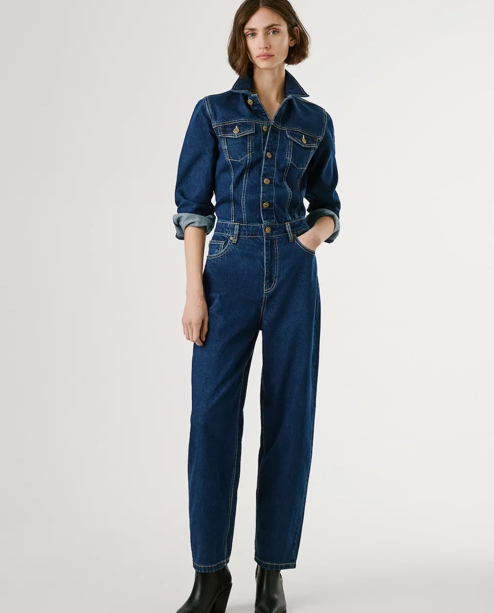 

Длинное джинсовое платье для женщин с воротником-стойкой Pepe Jeans, синий