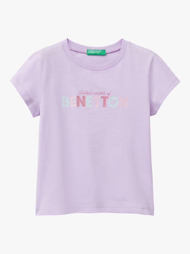 

Детская футболка с блестящим логотипом Benetton, цвет Lilac