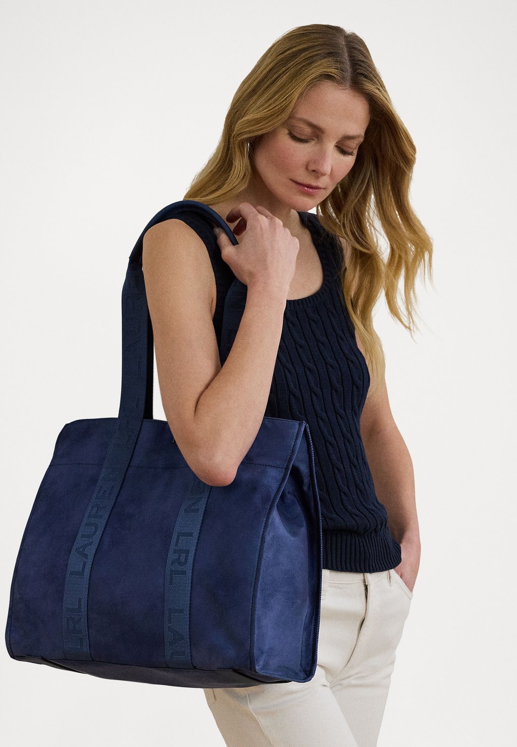

Сумка-тоут NYLON EXTRA LARGE STEVIE TOTE BAG Lauren Ralph Lauren, синий