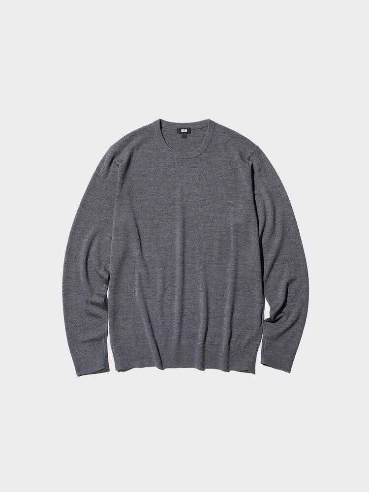 Джемпер с круглым вырезом из 100% мериносовой шерсти Uniqlo, цвет 09 черный — фото 4