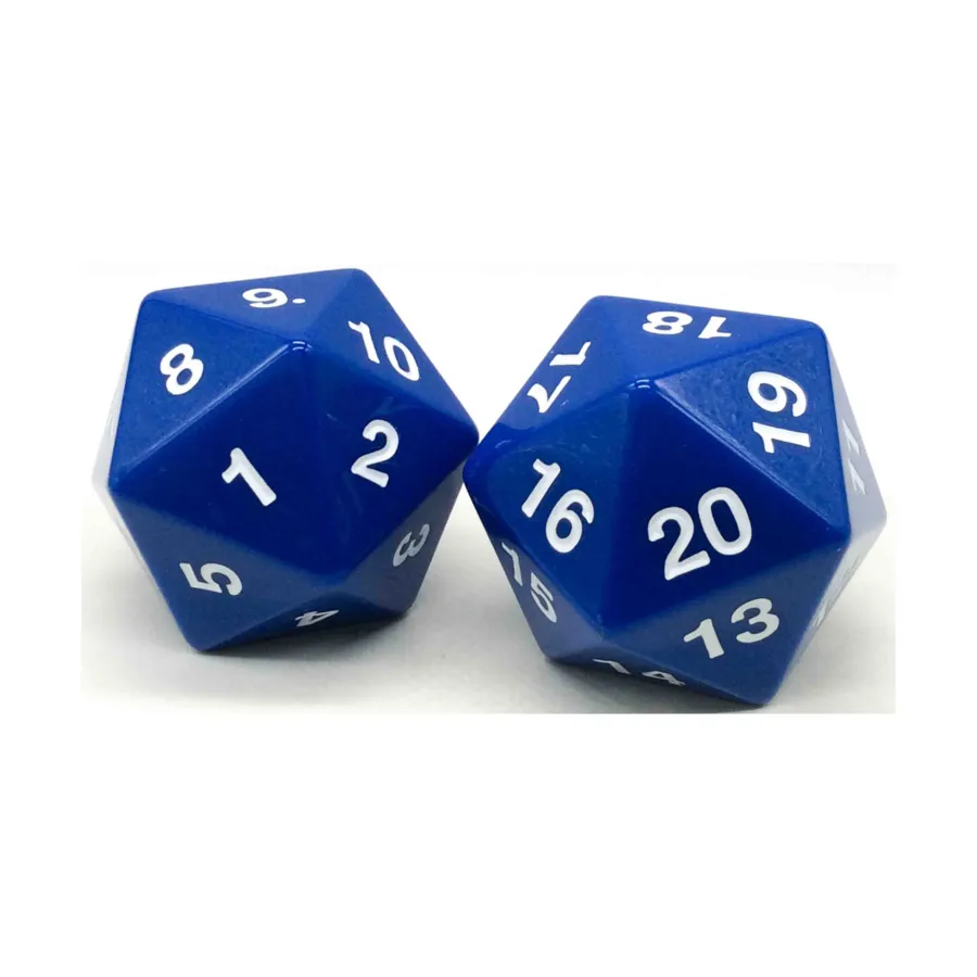 

d20 55мм - Синий с Белым (2), Dice - Jumbo Opaque (Koplow)