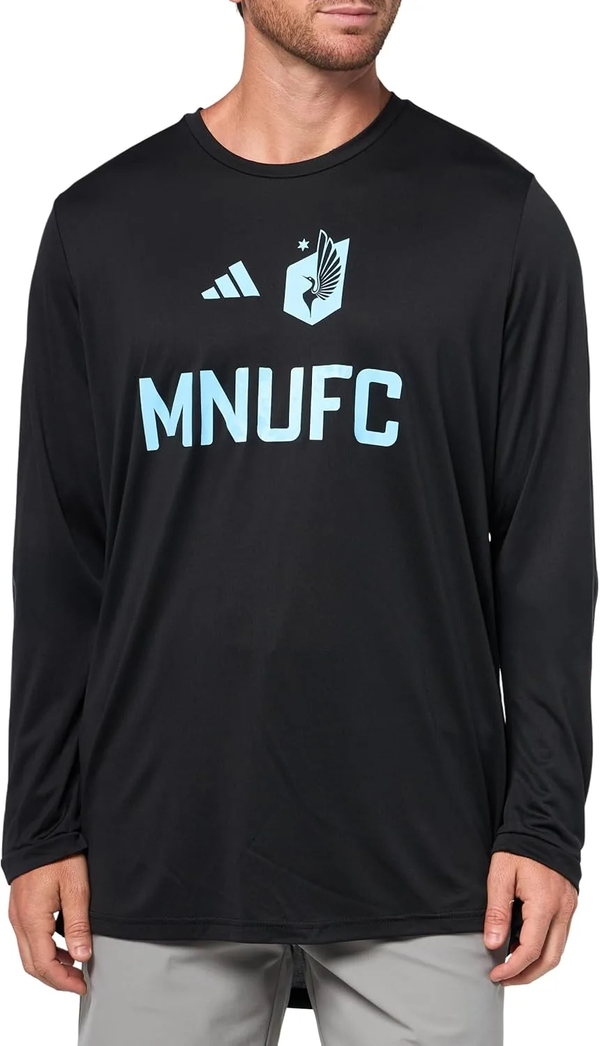 Мужская футболка с длинным рукавом Adidas Minnesota United FC для предматчевой разминки, черный