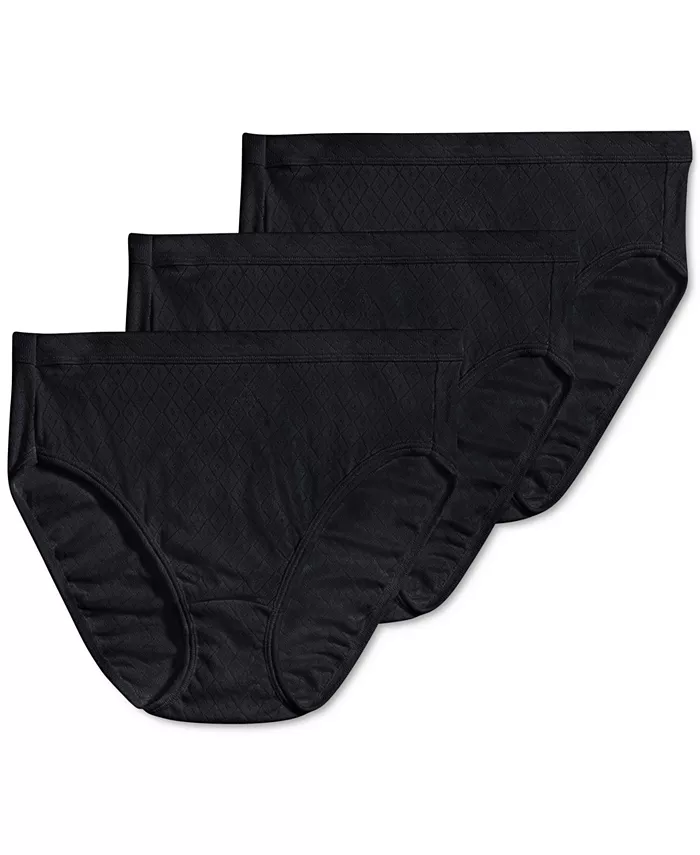 

Трусы Elance Cotton French Cut Underwear 3-Pk 1541, Extended Sizes Jockey, черный