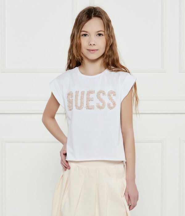 

Футболка детская Guess свободного кроя декорированная, белый