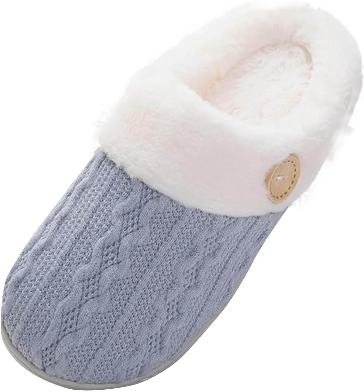 

Женские зимние тапочки с теплым мехом, домашние тапочки с мемори-пеной, мягкие пушистые тапочки, уютные вязаные удобные шлепанцы для дома и улицы Generic, светло-голубой