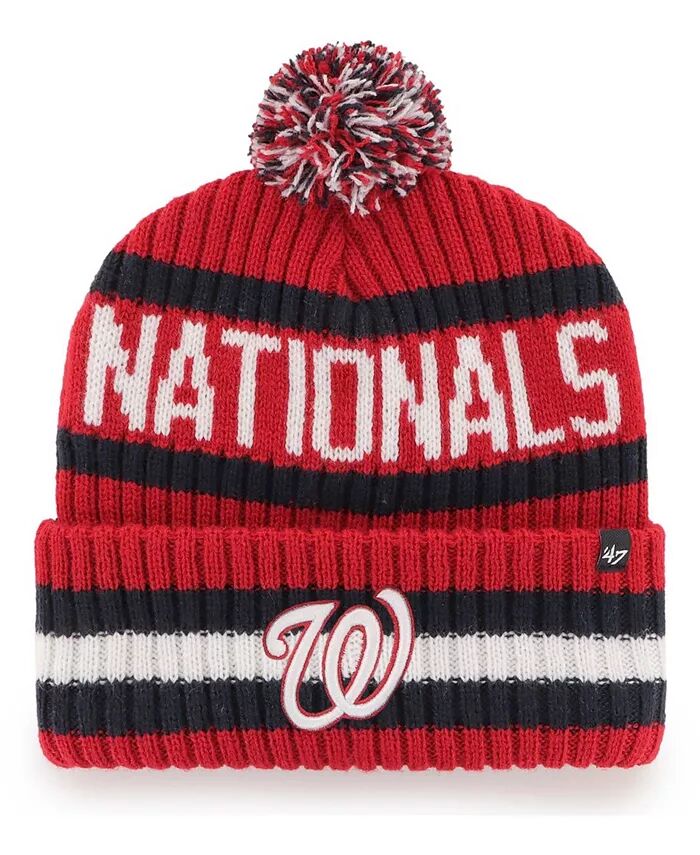 

Мужская красная вязаная шапка Washington Nationals Bering с манжетами и помпоном '47 Brand, красный