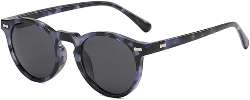 

Ретро круглые поляризованные солнцезащитные очки для женщин, модные очки с заклепками, защита от УФ-излучения UV400, панк-очки темно-зеленого цвета MTZJH, Blue Leopard Grey