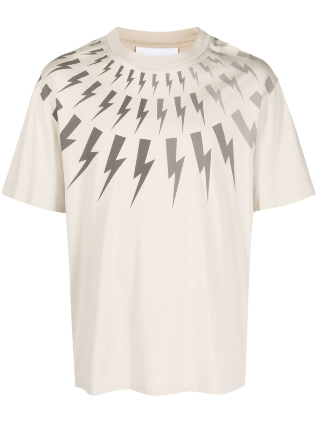 

Neil Barrett Thunderbolt-print cotton T-shirt, нейтральный цвет