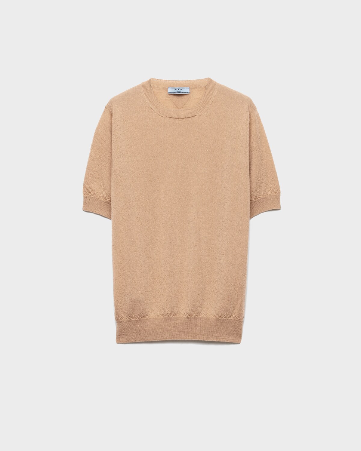 

Кашемировый свитер с круглым вырезом Prada, верблюжий коричневый