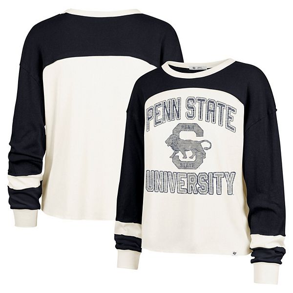 

Женская футболка с длинным рукавом '47 cream penn state nittany lions double header curve raglan 47 Brand